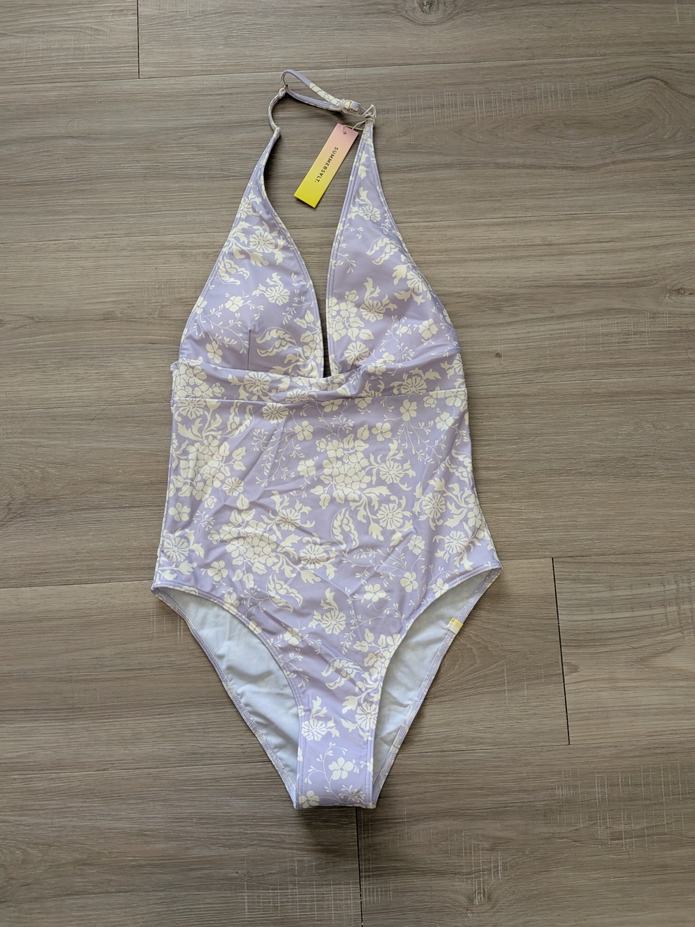 summersalt Lavender Floral Halter One-Piece Swimsuit